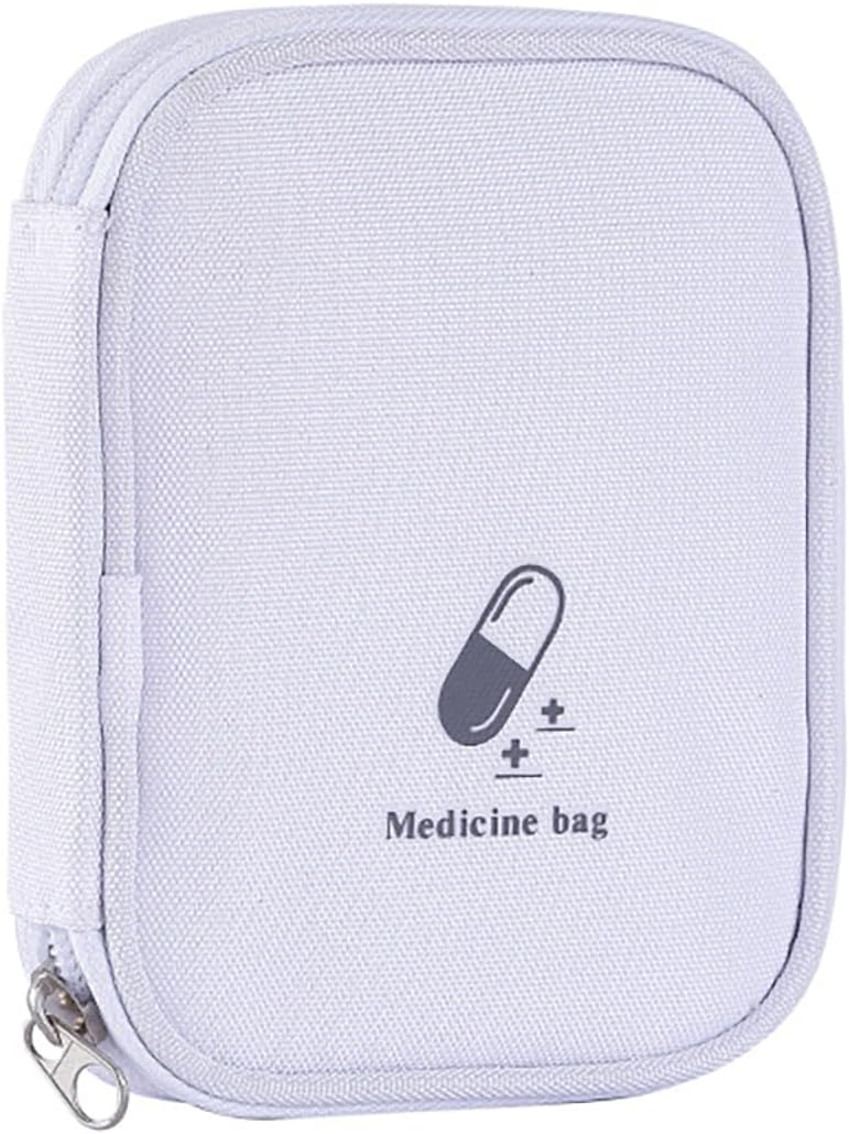 Portable small First Aid Pouch, Empty Travel Medicine Bag Pills Pocket for Travel School Home (White)