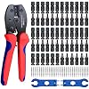 Solar Panel Connector, 60PCS Solar Crimper Tool Kit for Connecting Solar Panel Cable Wire, Solar Connector Kit with 30 Pairs Male/Female Solar Connectors, 1PCS Solar Crimper, 2 PCS Spanner Wrench
