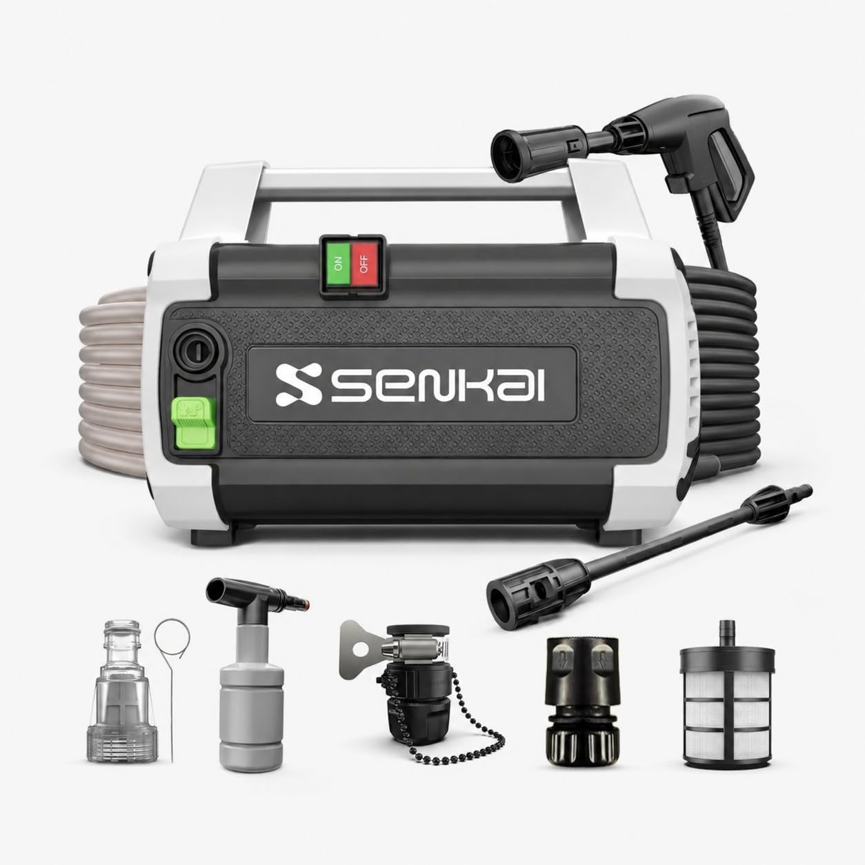 Senkai Portable High Pressure Washer Machine 1800W 140 Bar Max Pressure, 7 L/min Flow Rate with On/Off Switch Heavy Duty Electric Power Cleaner, Compact Design with Carry Handle for Car Home Cleaning-image-47