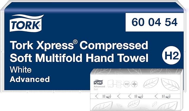 Tork Xpress Compressed, Multifold Hand Towels, H2, 600454, 6 x 200 Feuilles | Advanced, 2-ply, M-fold, Large, Blanc, Soft