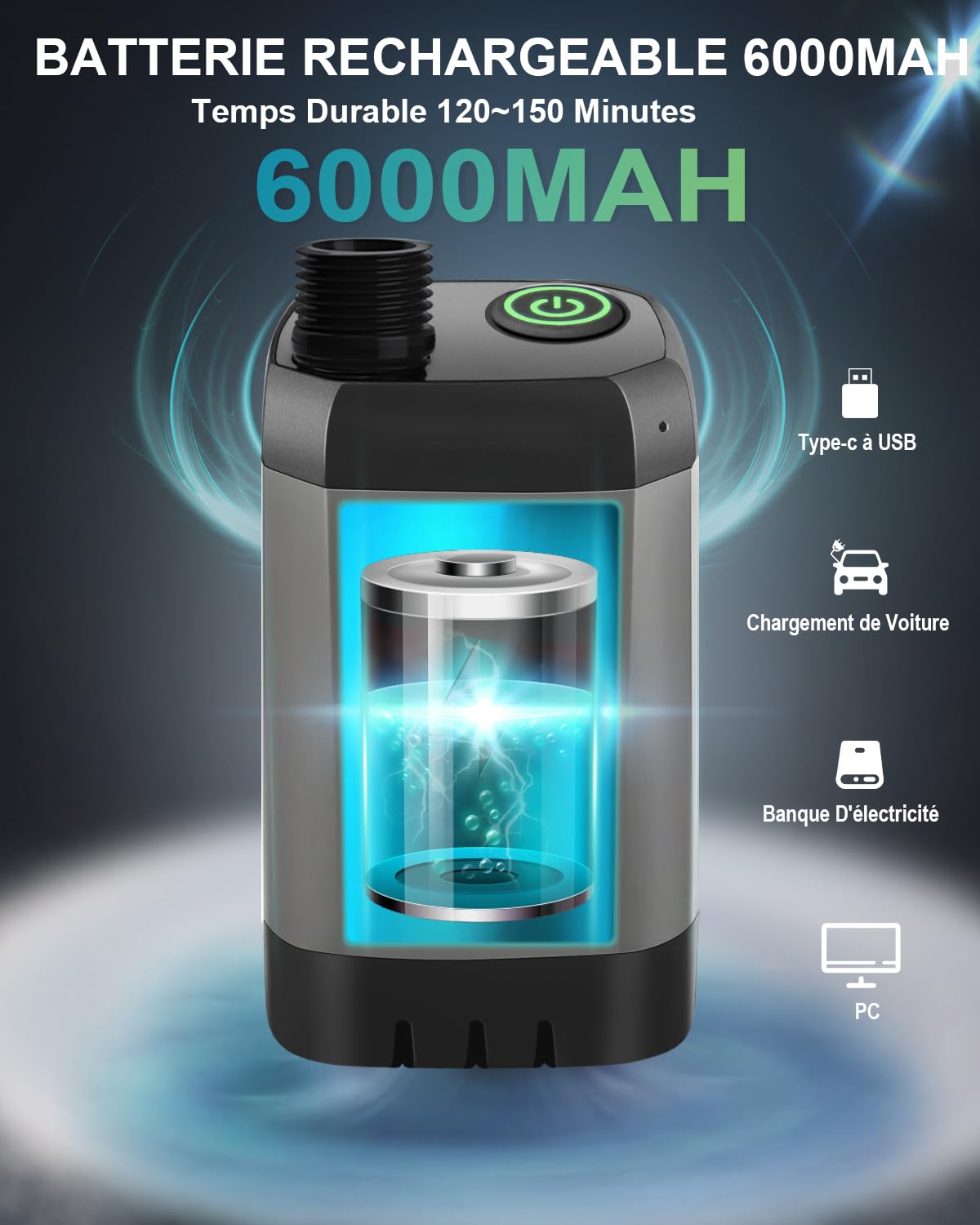 AUTOPkio Douche Camping Portable, Douche Extérieure Améliorée avec Batterie Rechargeable 6000mAh Pompe, Affichage Numérique Intelligent pour Plage, Randonnée, Lavage de Voiture