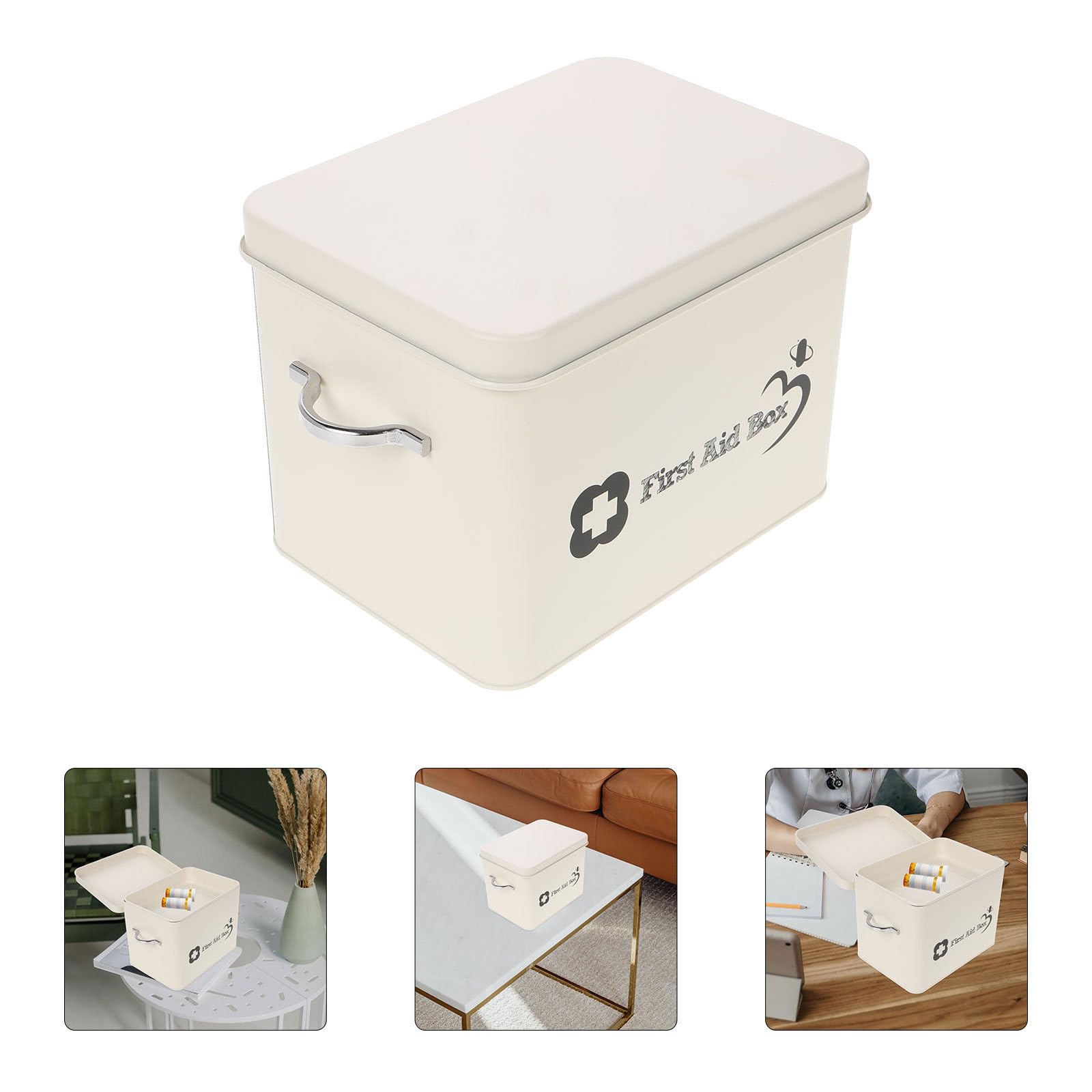 CHILDWEET Botiquín de Primeros Auxilios Pequeño Diseño Multicapa y Acero Inoxidable, Caja Portátil para Medicamentos Amplio Espacio, Adecuado para Uso Hogar