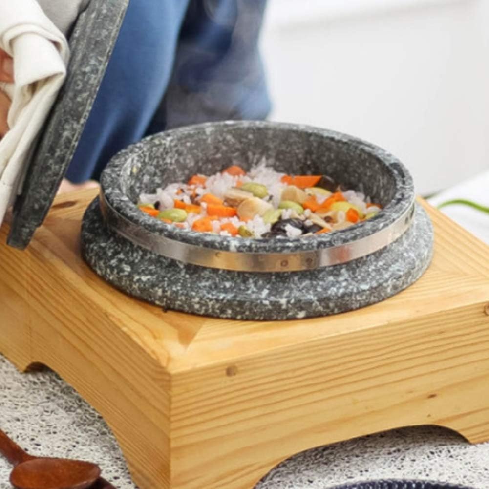 Jangsoo Gopdol Natural Giblet Pot Dolsot Pot with Stone Lid for Nutrition Rice Steamer (Large 7 X 3.5 inch (For 3 People))