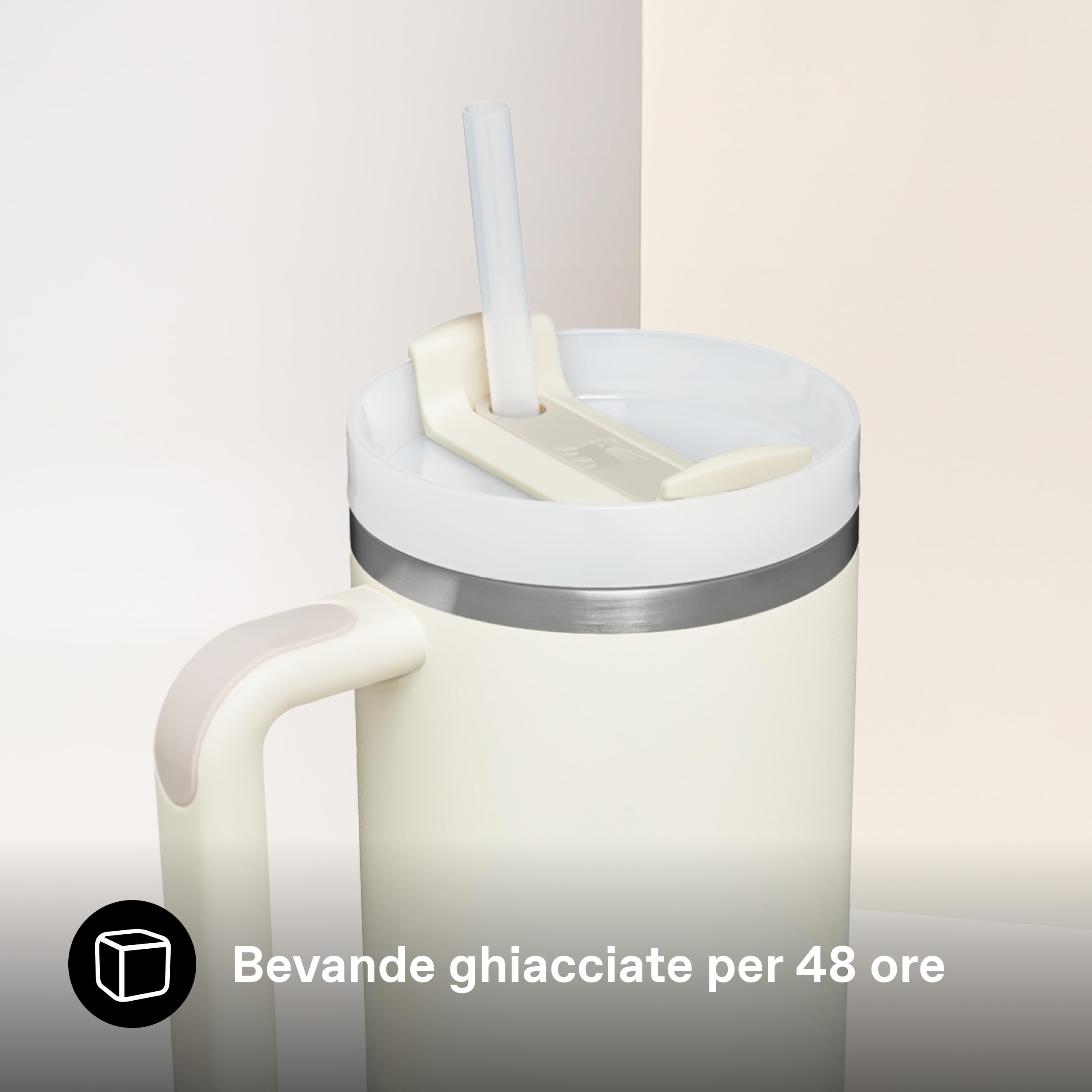 STANLEY Quencher H2.0 Flowstate Borraccia Con Cannuccia 1.2L - Freddo Per 11 Ore - Con Ghiaccio Per 48 Ore - Senza BPA - Tazza Termica Con Manico - Cream Tonal