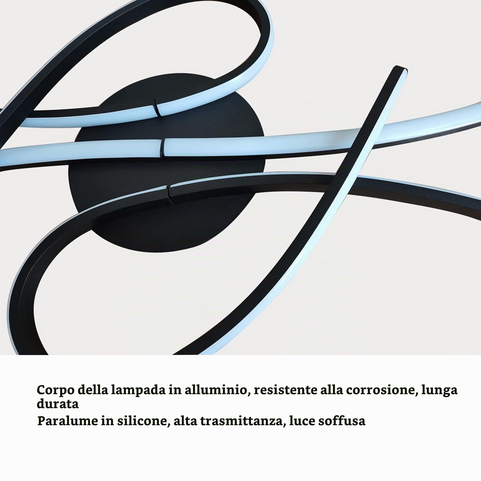 Plafoniera LED Dimmerabile Lampada da soffitto Nero 40W Moderna soggiorno con telecomando Design creativo Illuminazione lampadario in metallo acrilico per soggiorno camera da letto sala da pranzo 80cm