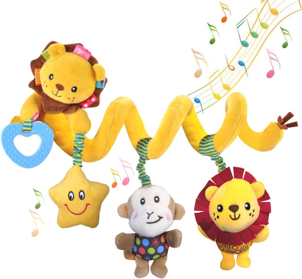 willway Newborn Hanging Rattles Toys 0-3 Months, High Contrast Black and White Elephant Fox Plush Rattle Toy Infant Stroller Toys Baby Rattle Toys 0 3 6 12 Months (car seat Toy)