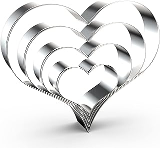 Heart Cookie Cutter Set Large/Small/Mini - 5 Inch, 4 Inch, 3 Inch, 2 Inch - 4 Piece Valentine's Heart Shaped Cookie Cutter...