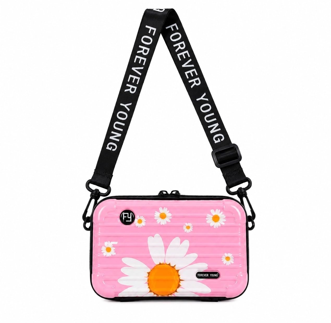 Buy Forever Young Mini Suitcase Crossbody Bag, Pink Daisy Print