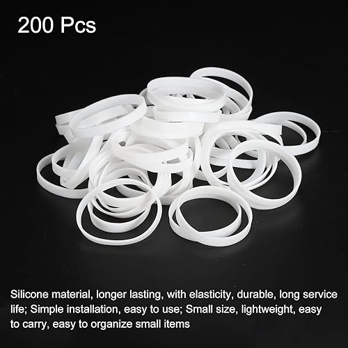 Vista 27 de PATIKIL Bandas de goma de silicona, 200 piezas antideslizantes de 1 pulgada, color negro plano para envolver cables, envolturas de bolsas, arte