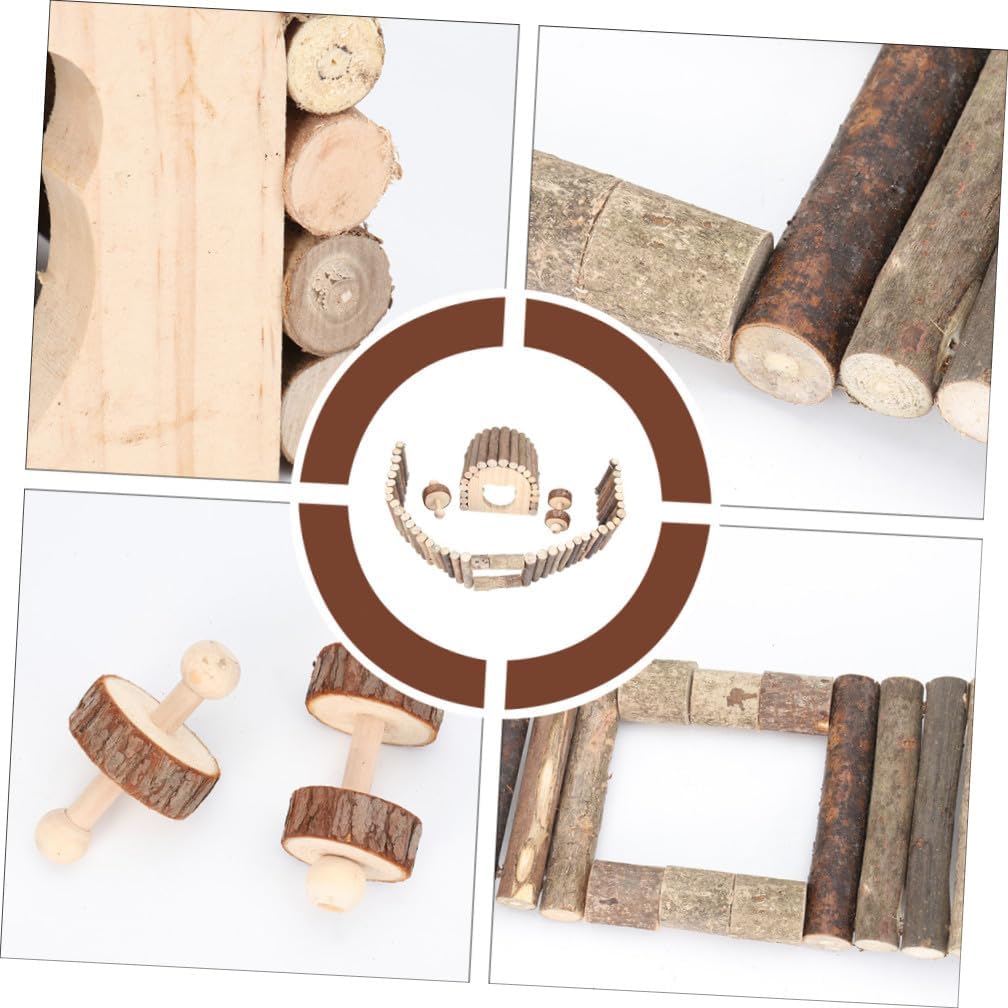 Beavorty Wooden Pet Toy Set Garden Fence for Animals Interactive Chewing and Playing Toys for Hamsters Guinea Pigs and Chinchillas
