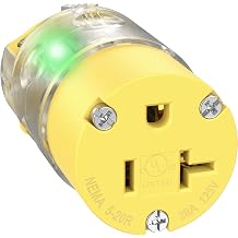 20A Lighted Female Extension Cord Ends Replacement 120V NEMA 5-20R Illuminated Drop Cord Cap with Green Neon Light Connector Outlet Compatible with Starndard 15A 110V Male Plug End UL Listed 1-Pack