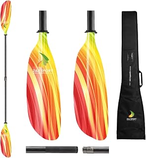 Z&J SPORT Kayak Paddle with Paddle Bag, Translucent Fiber Paddle Blade, Adjustable Carbon Shaft Kayak Paddle for Relaxed Kayaking
