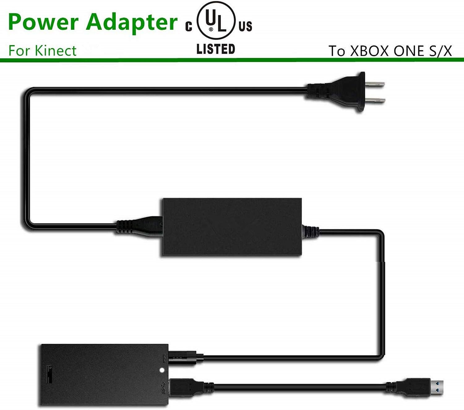 Xbox Kinect Adapter, Kinect Adapter for Xbox One, Xbox One X, Xbox One S and Windows 10 PC, kinect 2.0 Sensor Adapter with USB 3.0