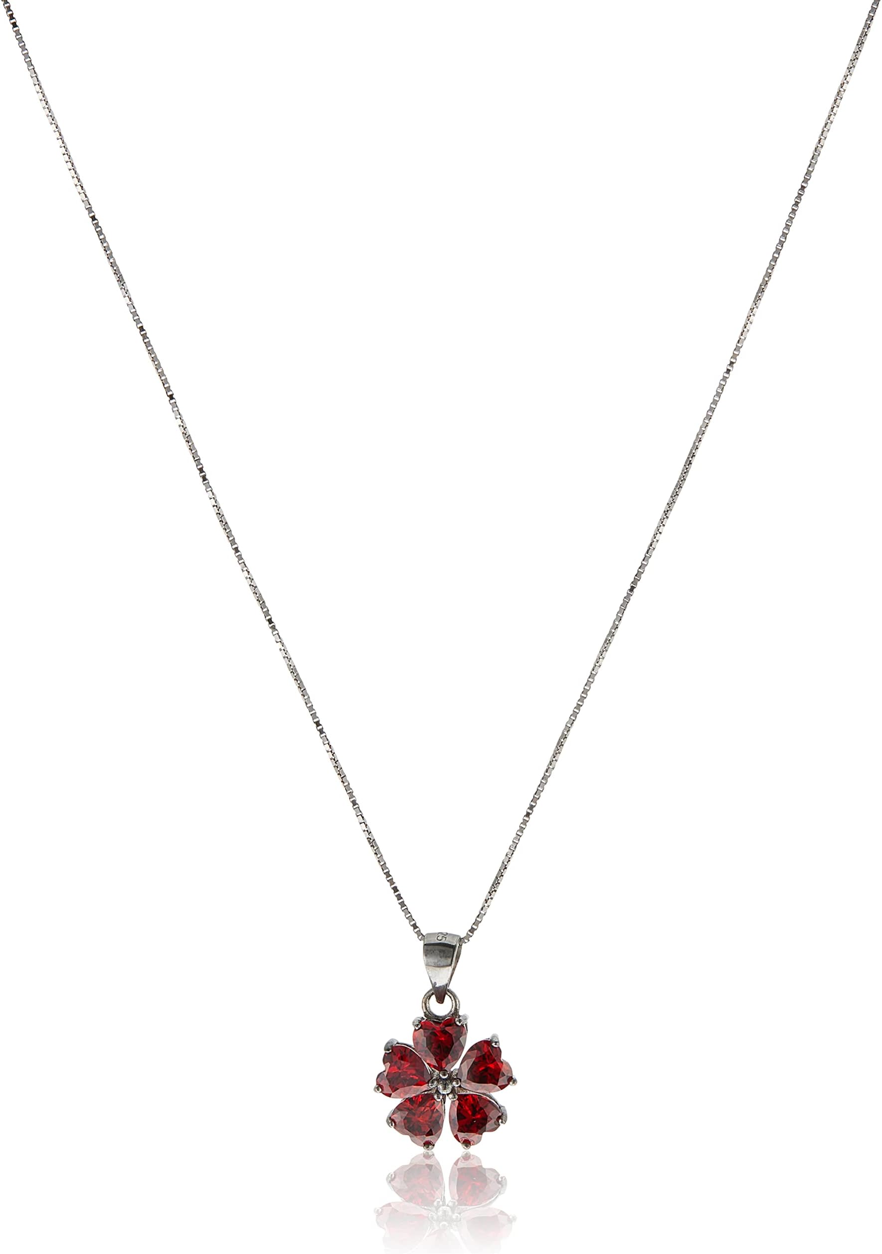 โ Women Cubic Zirconia Initial Inlaid Red Crystal Pendant Necklace YJ-00371