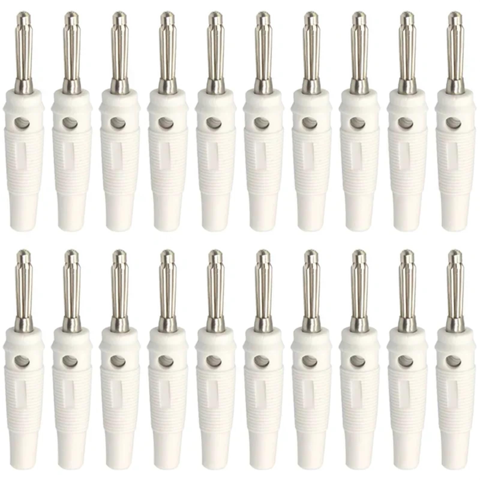 20/100/500 sztuk 4 mm Bananowe złącza audio Głośnik wzmacniacz Binding Post Jack do terminali kablowych (białe (20 szt.)