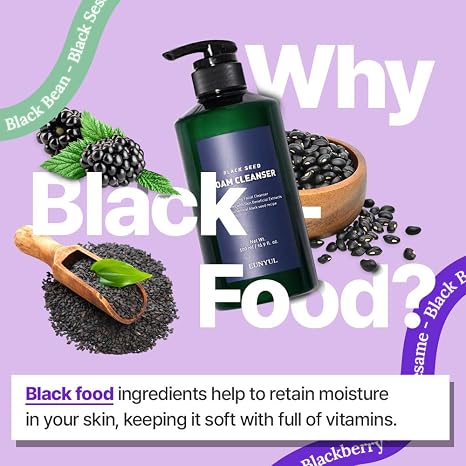 EUNYUL Black Seed Facial Cleansing Foam 500ml Large Size Korea Skin Care Facial Cleansing Foam & Deep Cleansing Foam Cleansing Facial Cleansing Gel