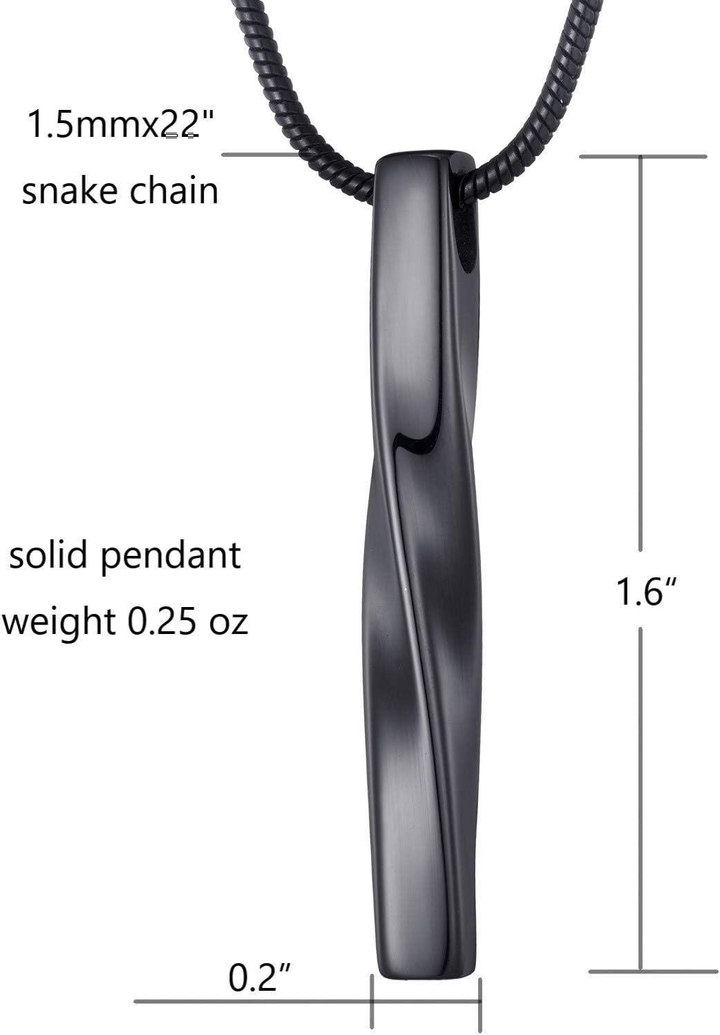 Stainless Steel Pendant Necklace for Men and Women, Unisex Twisted Cube Bar Pendant with Link Chain - Image 4