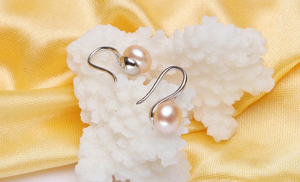 Kim Johanson Damen Perlen Schmuckset Eva aus 925 Sterling Silber mit echten rosa Süßwasser Perlen Halskette & Ohrringe inkl. Schmuckbeutel