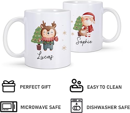 Miniatura 5 de Regalos de Navidad, taza de Papá Noel para niños, taza de chocolate caliente personalizada para niños, tazas lindas para niños, taza de café
