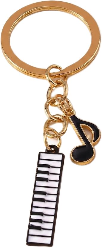 Music Keychain Piano Key Chain Charm for Bag Cute Musician Gold Key Ring Decoration Music Lover Bag Keychains for Adults