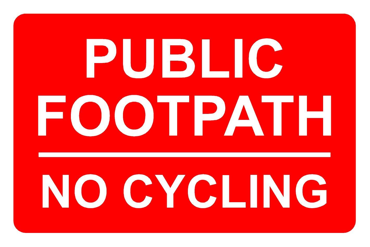 Onpoint Red/White Public Footpath No Cycling Aluminium Composite Sign 300Mm X 200Mm X 3Mm.