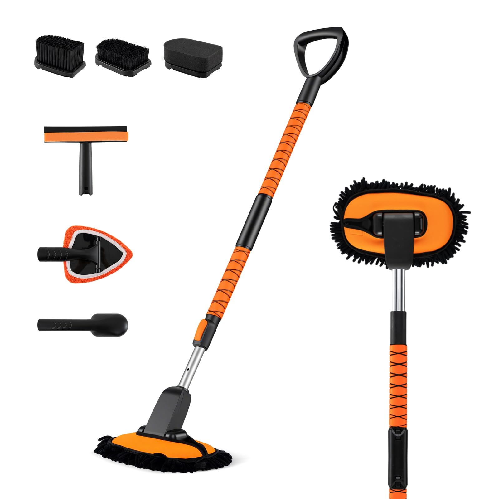 Cepillo de Lavado de Coche de 52 Pulgadas con Mango Largo, Kit de