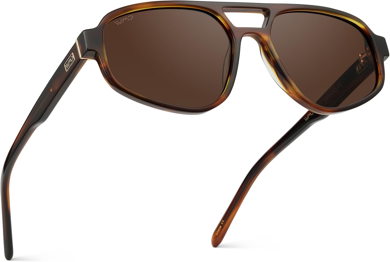 WearMe Pro WMP Eyewear - Women’s Retro Double Bridge Aviator Sunglasses, Polarized Lenses, Lightweight, Full UV Protection
