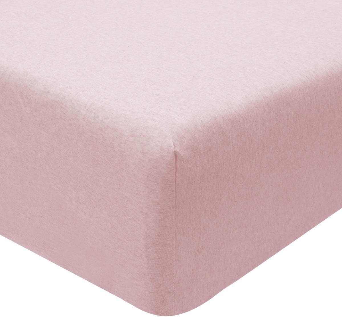Sleepdown Jersey Melange Pink Fitted Sheet Super Soft Warm Cosy Comfortable Easy Care Plain Yarn Dyed Bedding Bedsheet Bed Linen - 180cm x 200cm 25cm