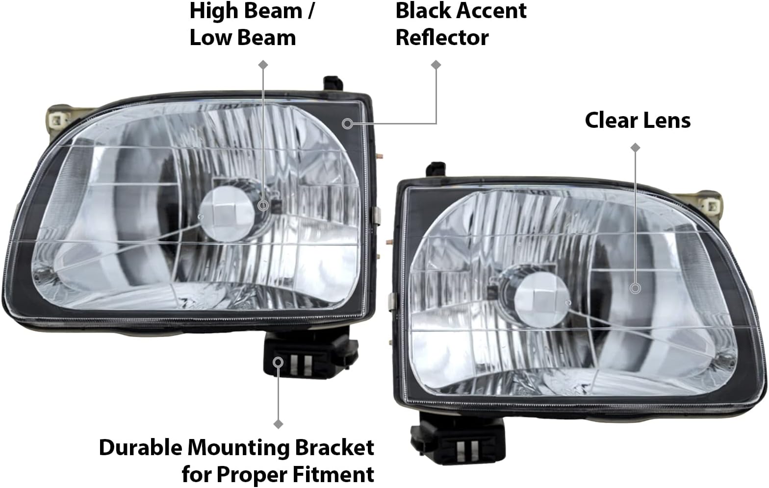 Auto Parts Avenue APA Replacement Headlight for 2001 2002 2003 2004 Tacoma PAIR Driver Left and Passenger Right Side TO2503136 TO2502136