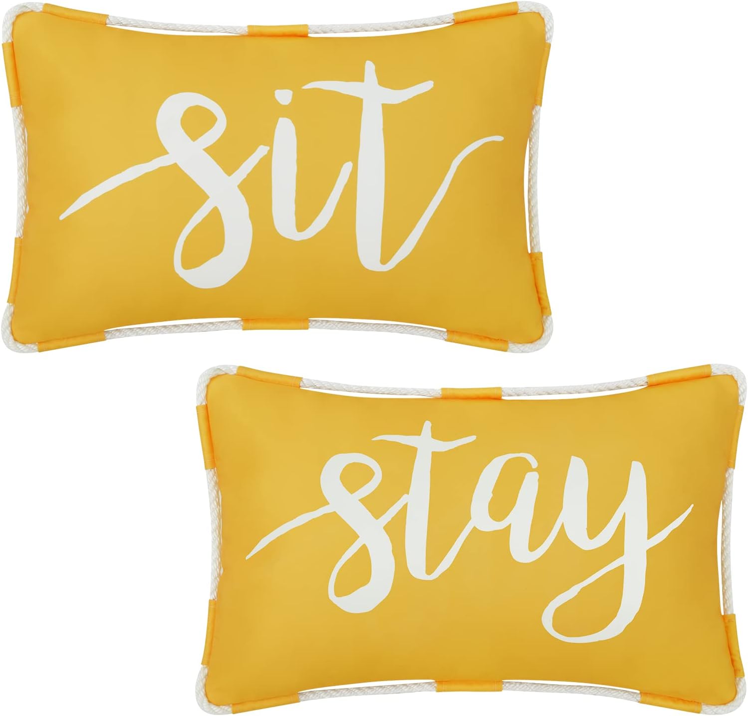 Outdoor Pillow Covers 12 x 20 Inch, Waterproof Yellow Lumbar Throw Pillows for