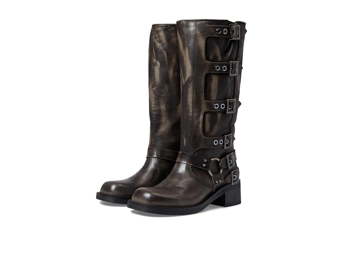 Steve Madden Women's Rocky Knee High Boot - Engineer Style With Harness & Buckle