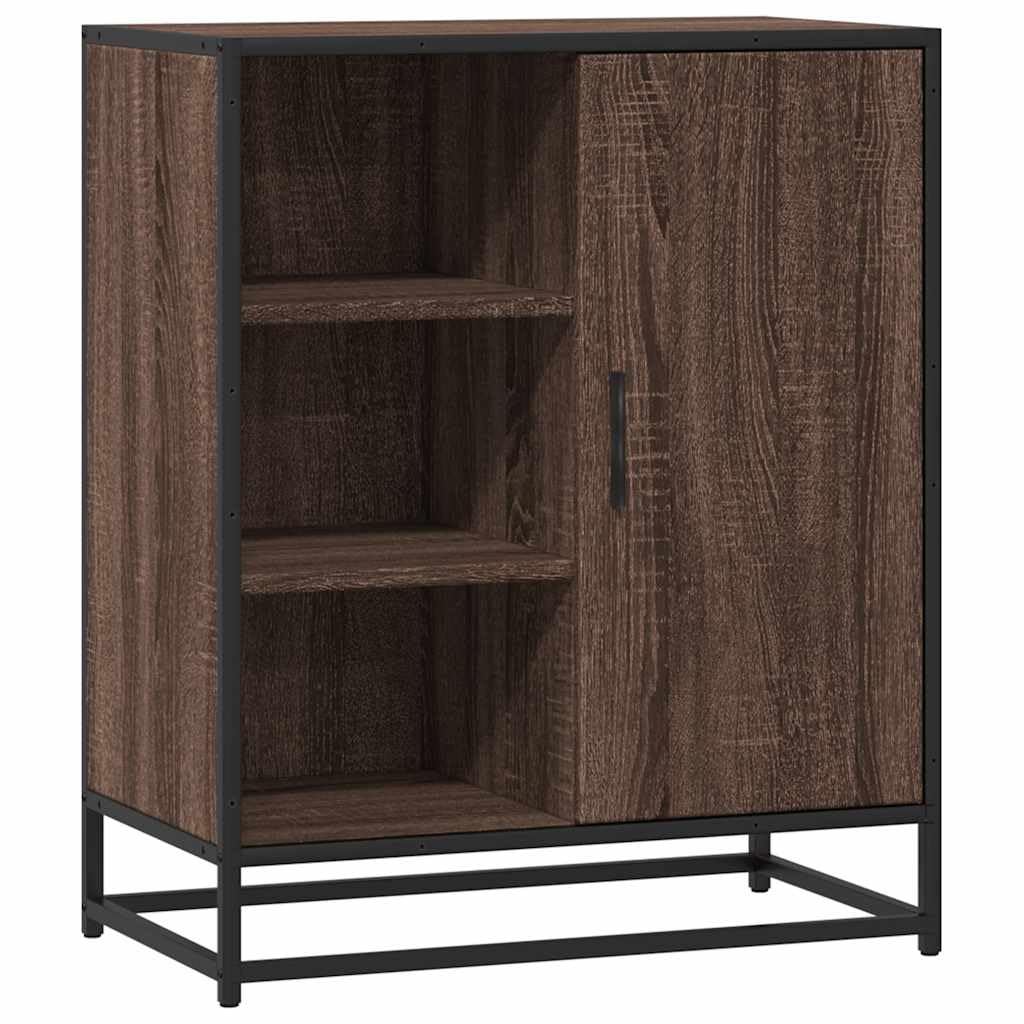 Aparador marrón de roble 62cm con estructura de metal industrial para salón