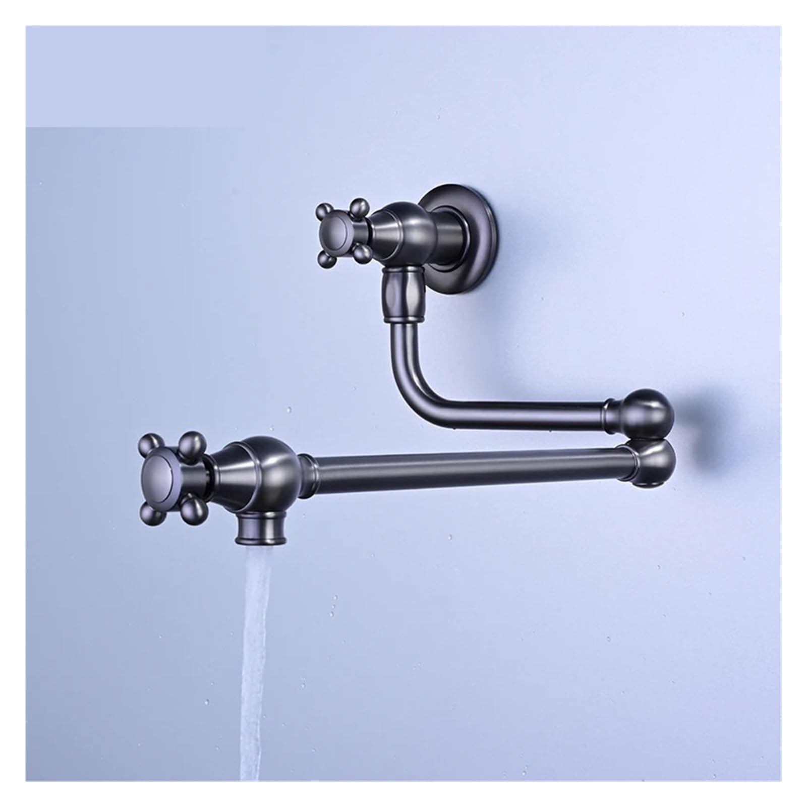 Grifo de cocina plegable latón macizo for llenar ollas, acabado gris cepillado, montaje en pared, giratorio 360 grados, cromado para la mayoría de los escenarios(Chrome)