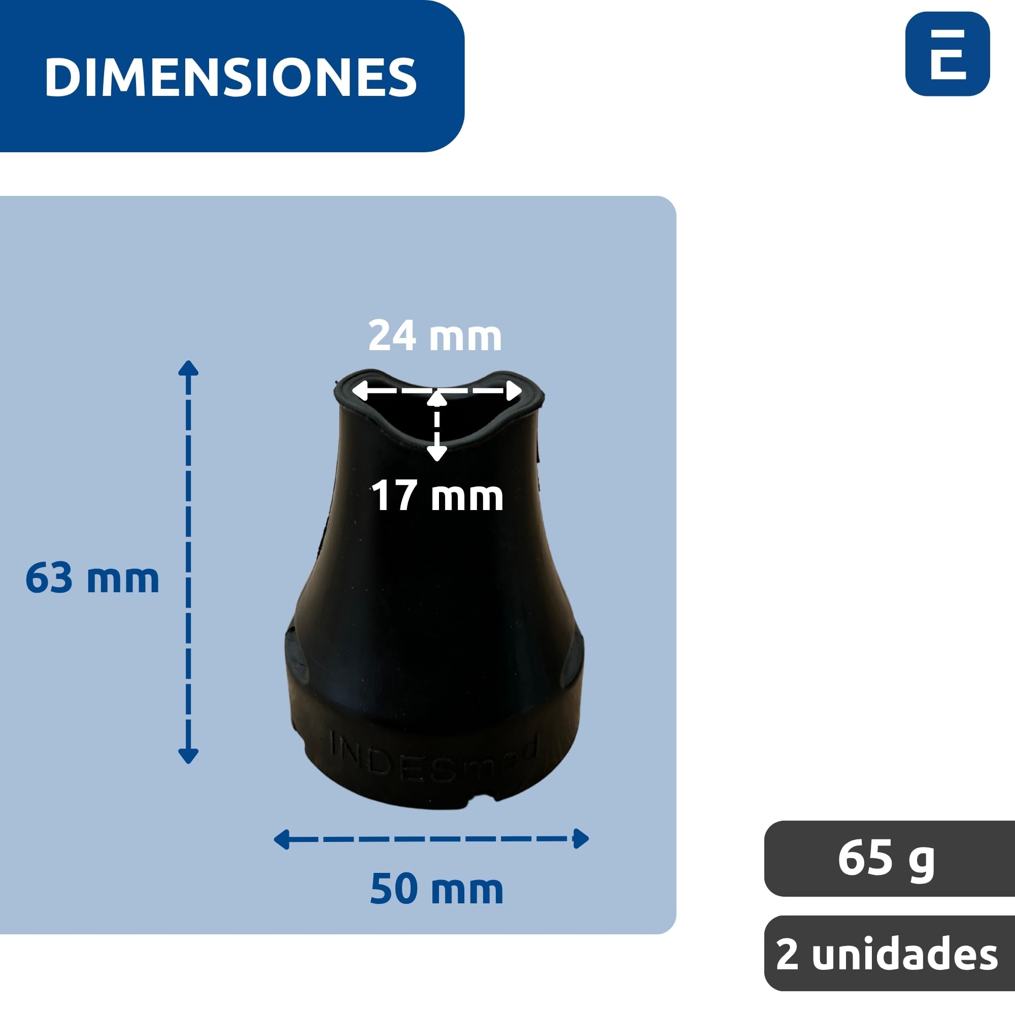 2x Conteras Xtreme TPU Alta Densidad para Muletas y Bastones, Negro