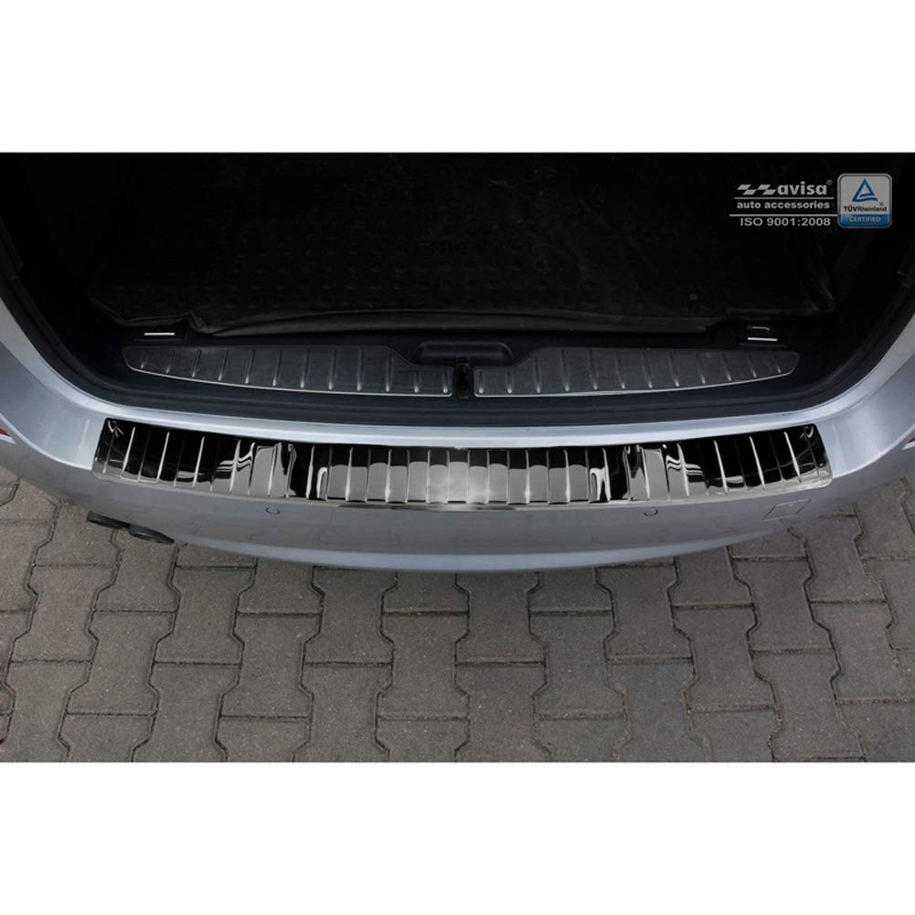 Avisa 2/51016 czarne lusterko ze stali nierdzewnej ochraniacz na zderzak tylny BMW seria 5 F11 Touring 2010-2016 'Ribs', chrom