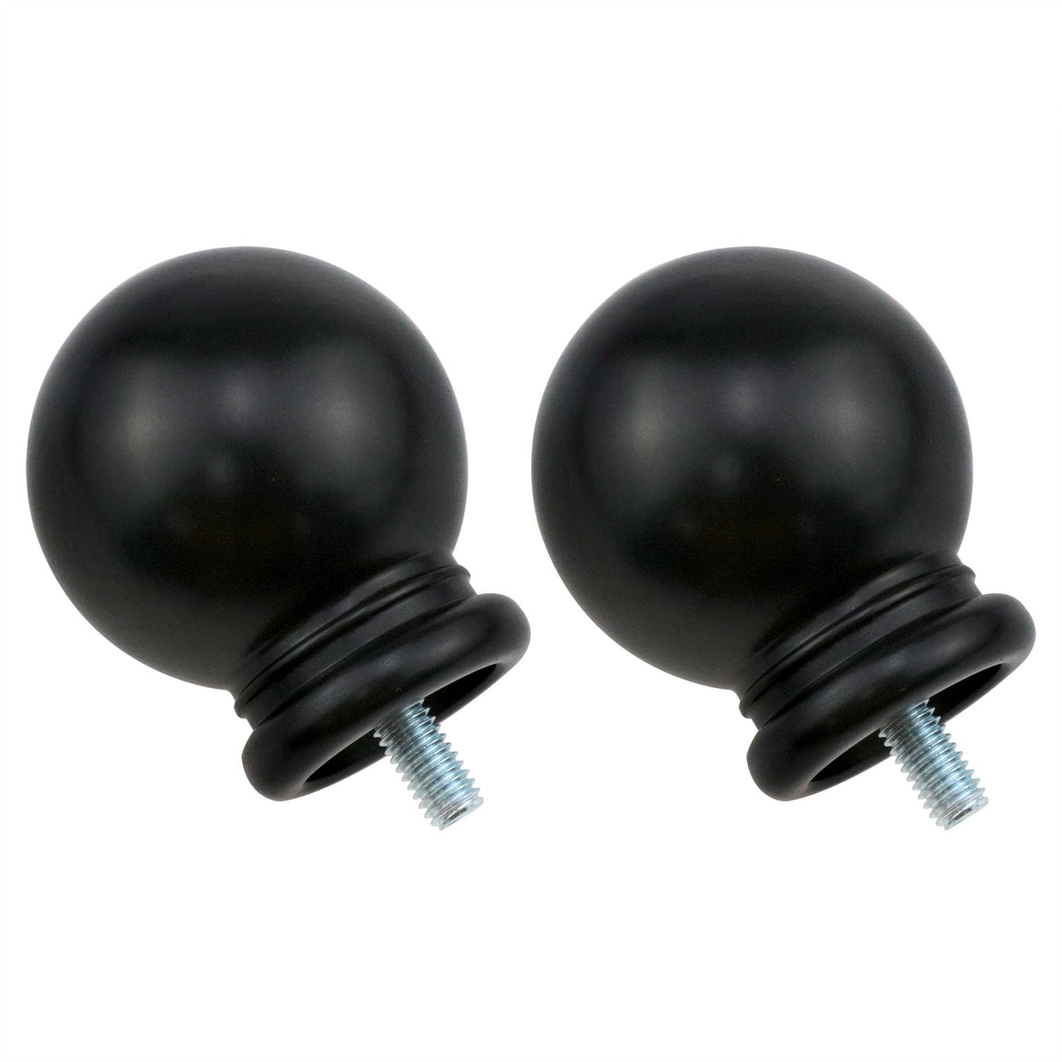 Black Plastic Drapery Pole Ball End Curtain Rod Finial Curtain Rod Finial End For Curtains Offices Living Rooms (Black) 2PCS