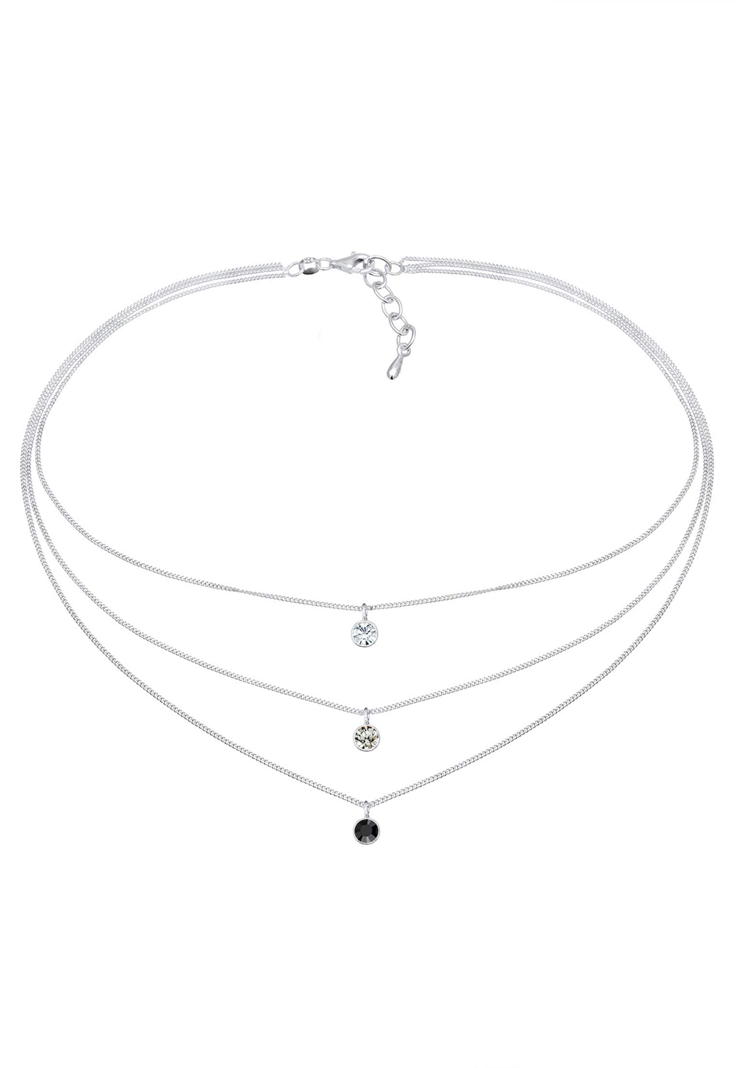 Elli Collana da Donna, Strato Choker Layer con Cristalli, in Argento 925 Placcato Oro Rosa