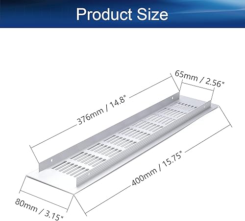 Miniatura 2 de Bettomshin Rejilla de ventilación cuadrada de aleación de aluminio de 15.75 x 3.15 pulgadas (largo x ancho), rejilla de ventilación cuadrada de