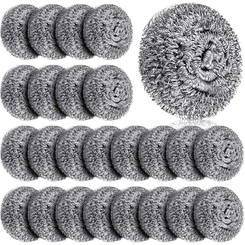 Image of Honeydak 150 Pack Stainless Steel Scourers Steel Wool Scrubbers Bulk Separately Packaged 3 Inch, 25 Gram Metal Scourers Sponges Wire Scouring Pad for Stove Pot Pan Oven Kitchen Restaurant(Classic)