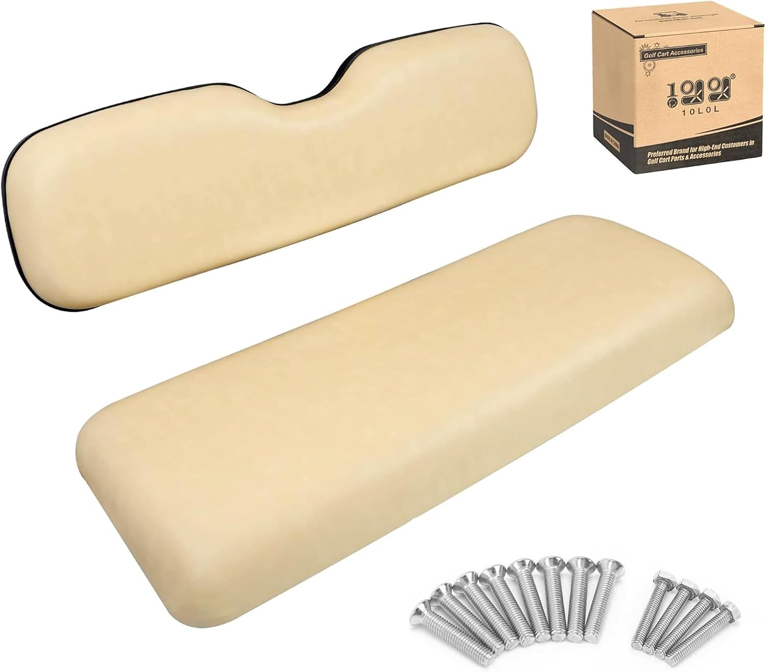 10l0l universal rear replacement cushions for ezgo club car yamaha golf cart cushion back seat dedicated for flip rear seats - black/buff beige