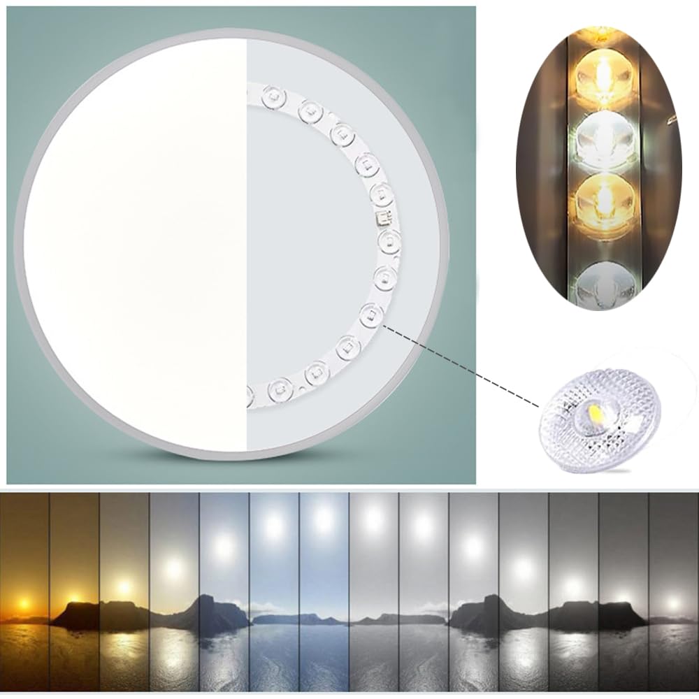Nowoczesna lampa sufitowa LED do zabudowy, 50 cm (20 cali), 36 W, możliwość ściemniania, czarna, do salonu i sypialni.