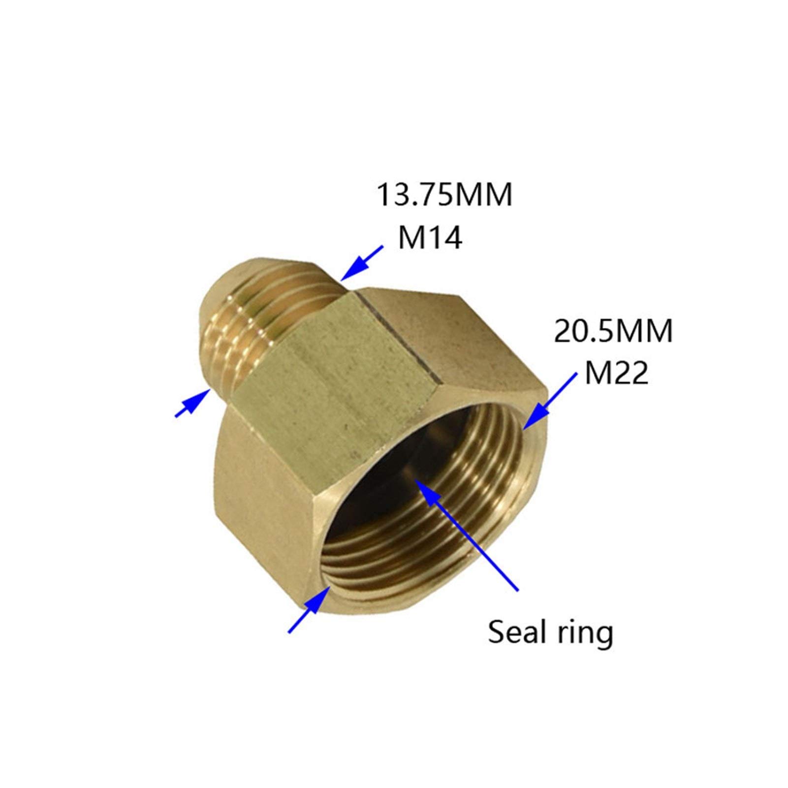 Conector de manguera Rosca externa M14 a M22 Rosca externa Unión roscada de latón Reparación de mangueras de lavadoras de alta presión Accesorios de grifo de jardín 20