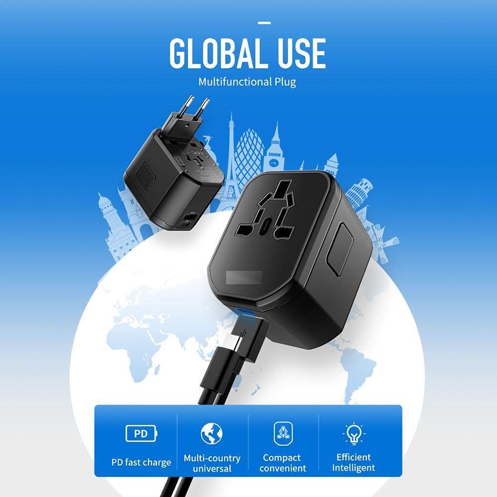 Adattatore di alimentazione universale in tutto il Adattatore di potenza di viaggio tutto in un caricabatterie universale internazionale in tutto il mondo CORRENTE ALTERNATA Plug Adapter 3. 0A USB. Ti