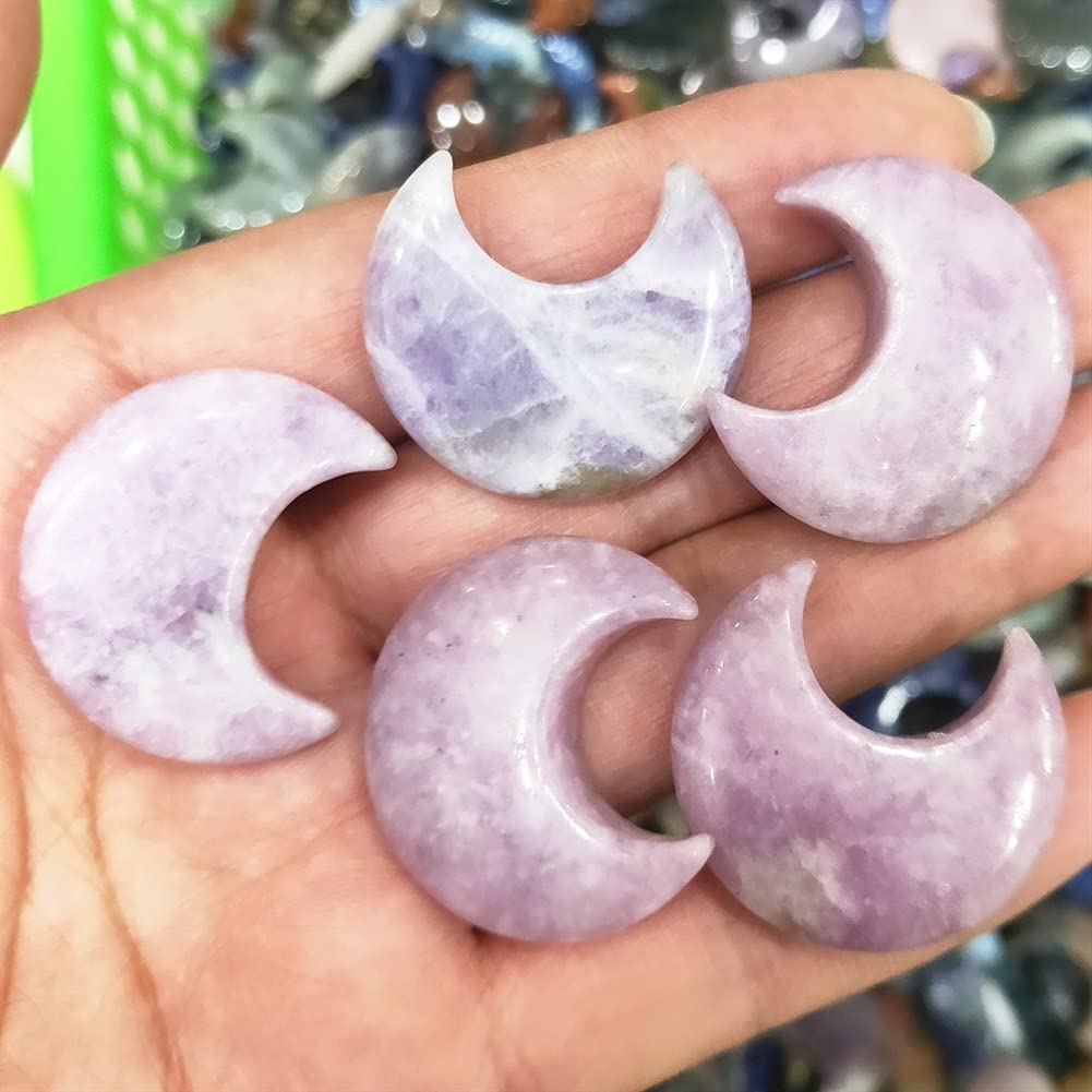 Lune en cristal naturel AMUCK en lépidolite pour ornements de meubles, 5 pièces