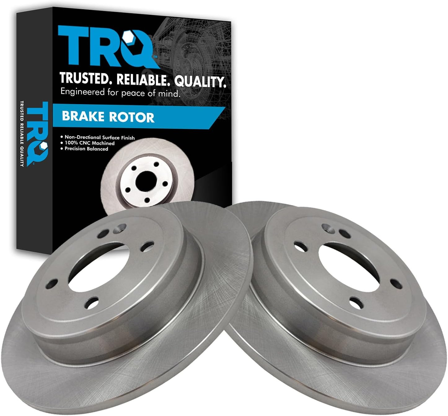 TRQ Rear Brake Rotors Set Solid Compatible with 2012-2022 Hyundai Accent 2012-2023 Kia Rio