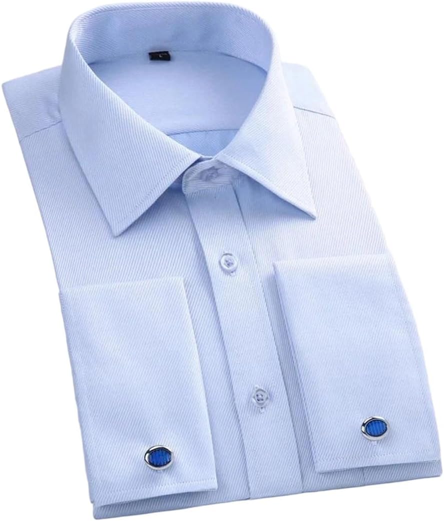 Men’s French Cuff Collar Dress Shirt Regular Fit Long Sleeve Business Social Wedding Party Shirt