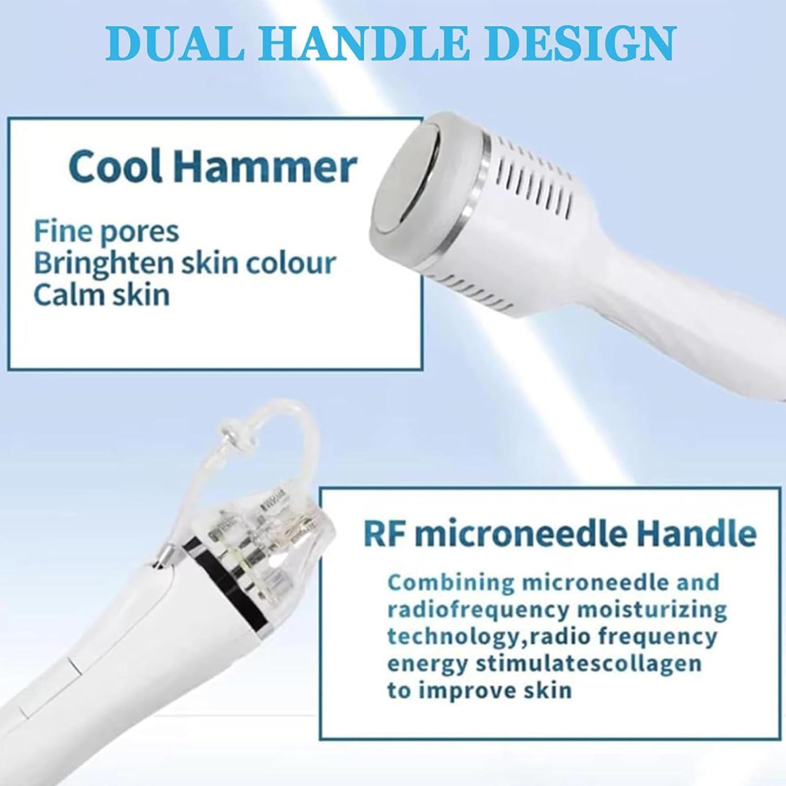 Máquina de Microagujas RF Fraccional, Máquina de Microagujas de Radiofrecuencia Reparación de Cicatrices Rejuvenecimiento de la Piel para Ojos con 4 Cabezales y 2 Mango