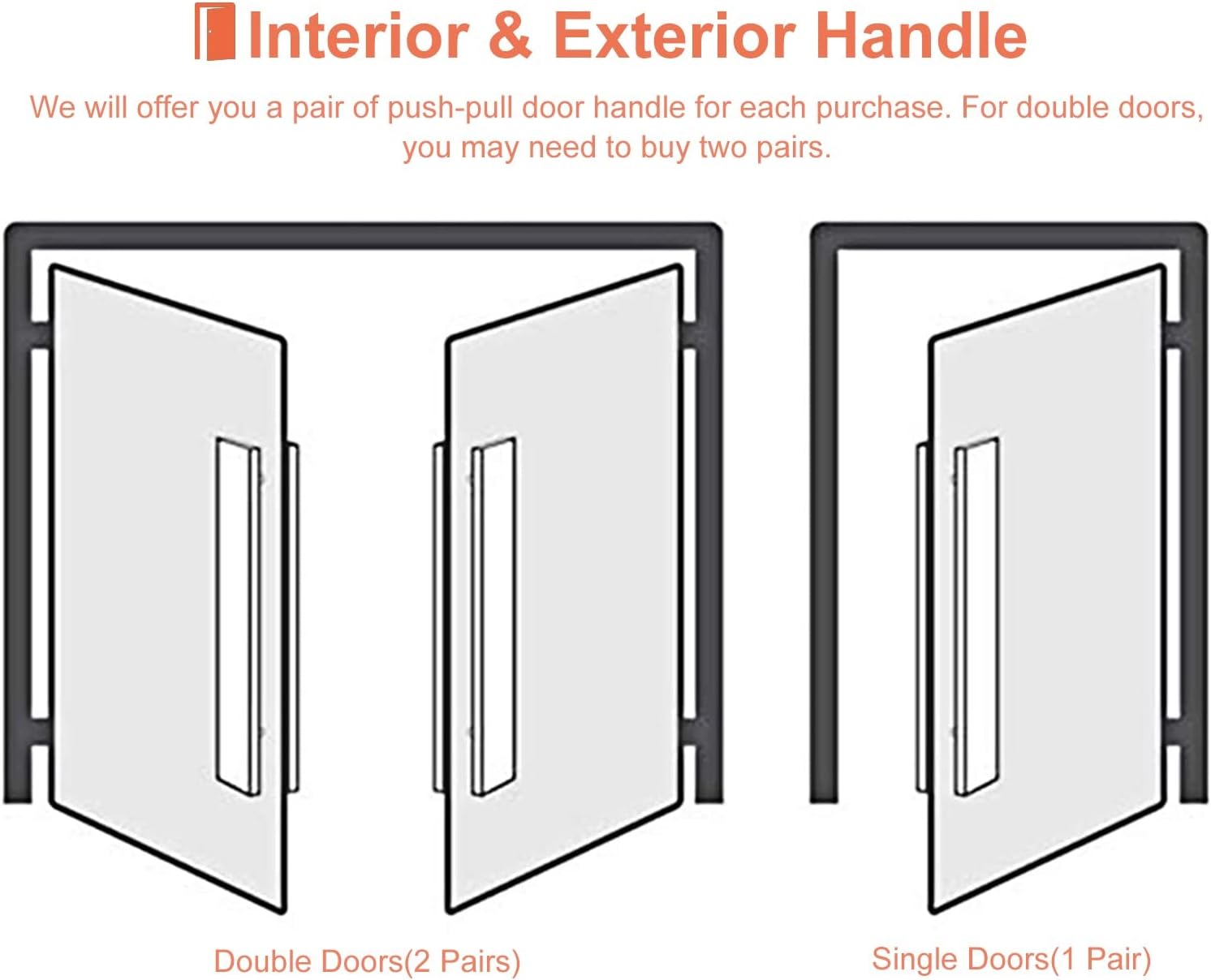 Door Pull Handle Modern Door Handles Set for Sliding Doors, Double Sided Shower Doors Closet Door Knob, Interior/Exterior Gate Handle, Mounted Back to Back (Color : Gold, Size : 60cm/24inch)