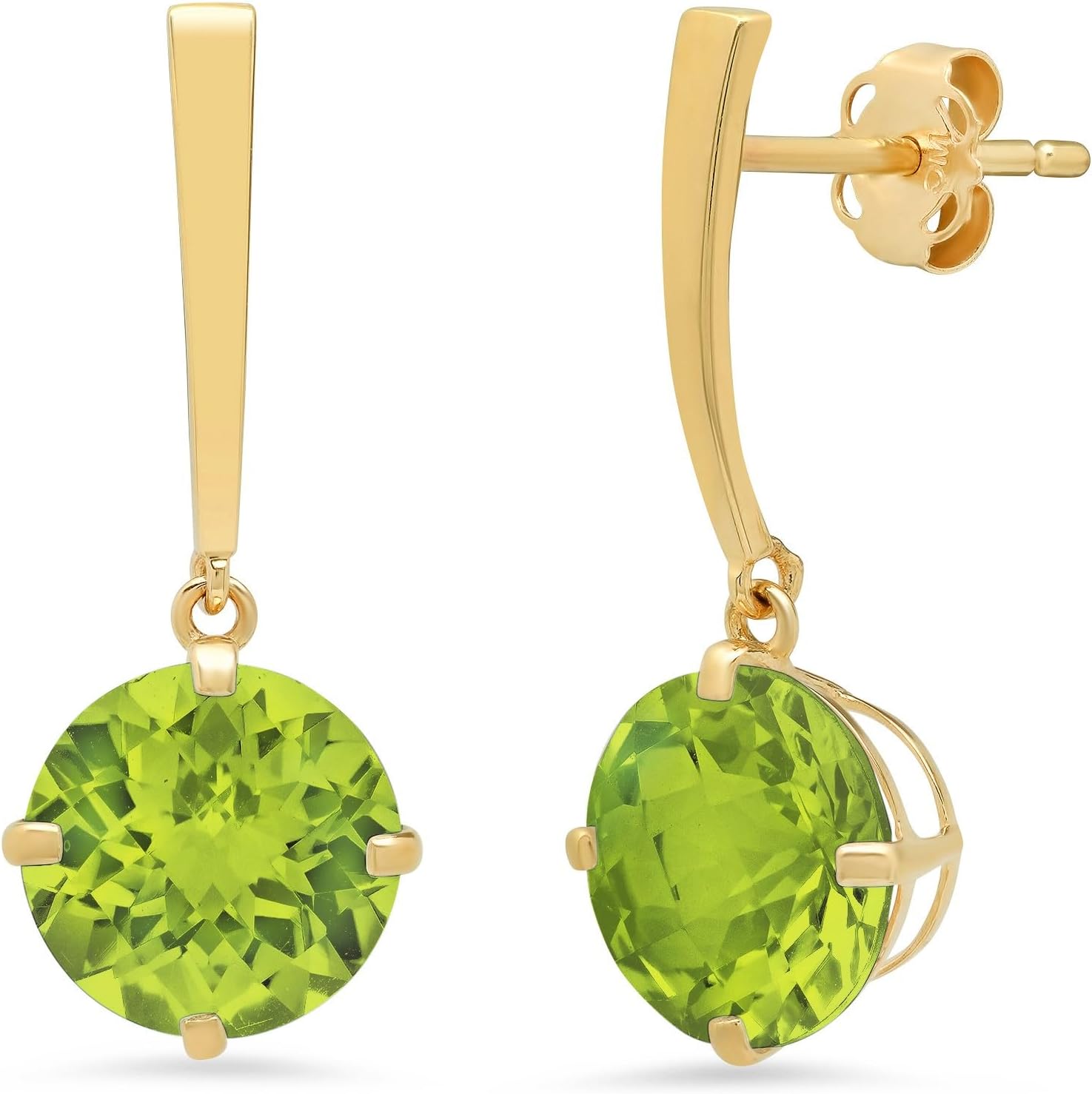 14k White or Yellow Gold Solitaire Gemstone Round Drop Dangle Earrings for Women 8mm Birthstone with Push Backs by MAX + STONE