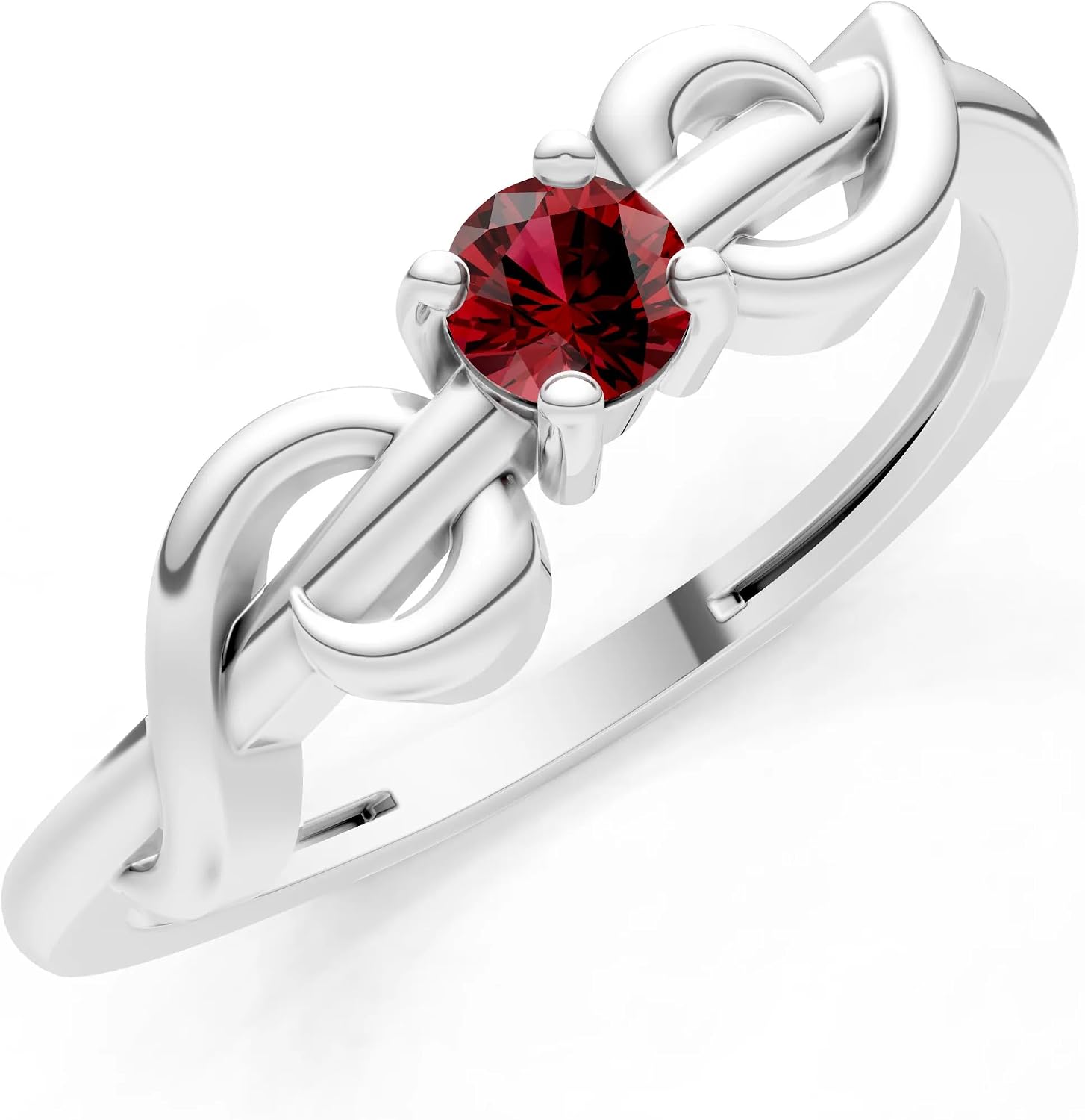 PEORA Round Cut Garnet Stackable Band Available in Solid 10K, 14K or 18K Ring – White, Yellow or Rose Gold